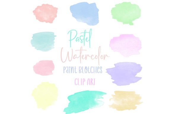 10 Pastel Watercolor Blotches: Brushes for Branding