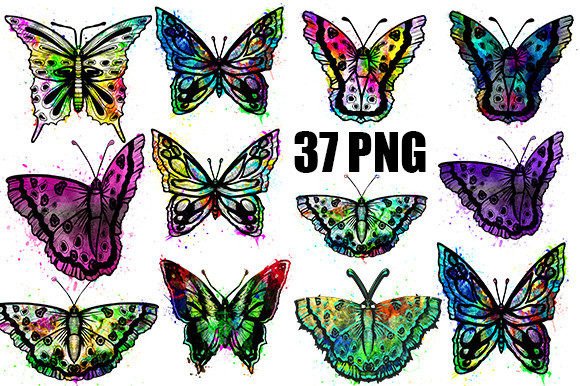 Butterflies Watercolor Bundle-2 for Print Templates