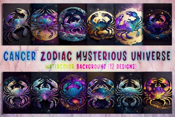 Cancer Zodiac Watercolor Background: A Stitch Test