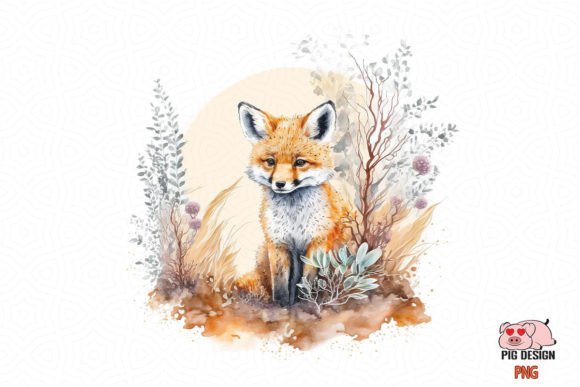 Cute Watercolor Fox Sublimation for Crafts