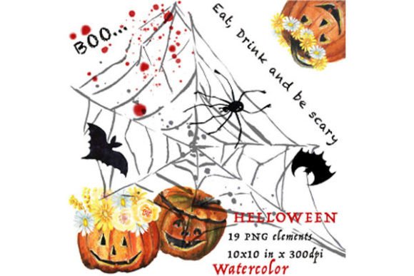 Halloween Watercolor PNG Sublimation Set for Seasonal Branding & Packaging