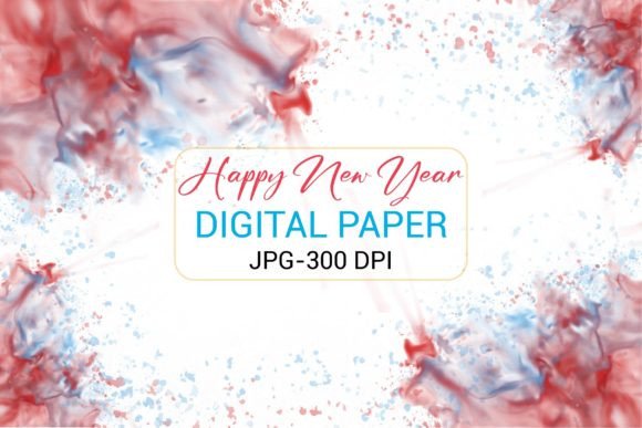 Happy New Year Watercolor Digital Paper Backgrounds