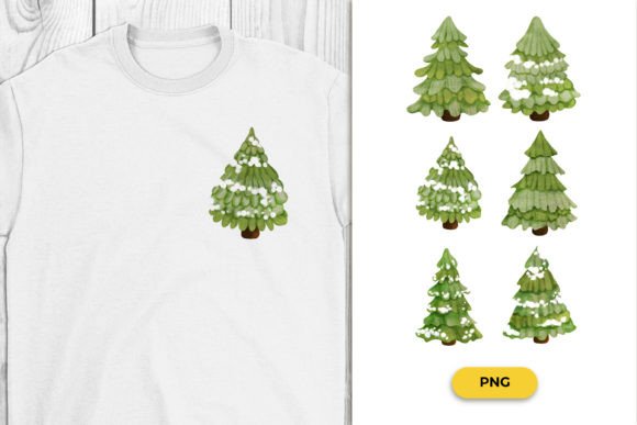 Pine Tree Watercolor Clipart Bundle for Crafts