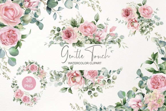 Pink Floral Clipart Illustrations for Brand Design