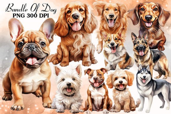Popular Cute Dog Watercolor Clipart Illustrations