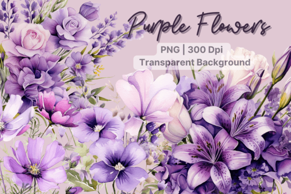 Purple Flowers Watercolor Clipart: Illustrations Review