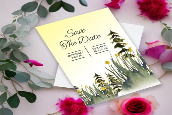 Rustic Watercolor Forest Wedding Card: A Soft, Organic Design Template for Local Branding