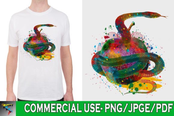 Snake Watercolor Design for Print Templates & Crafts