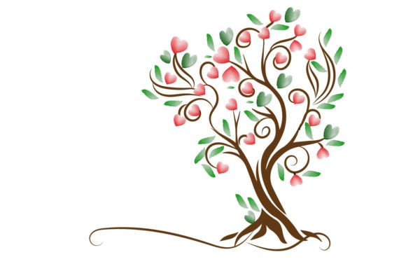 Valentine Watercolor Love Tree: A Crafts-Inspired Graphic for Romantic Editorial Design