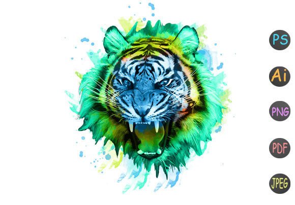 Watercolor Angry Tiger 2 in Print Templates Review