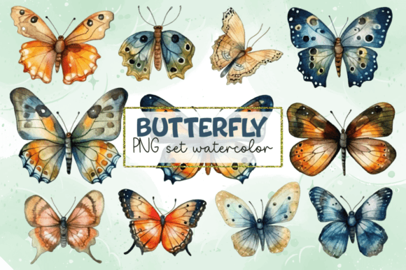 Watercolor Butterfly Set PNG: Freebies for Client Work
