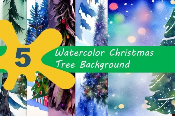 Watercolor Christmas Tree Background for Branding