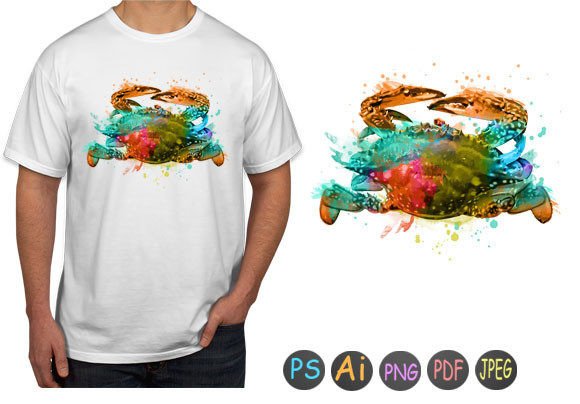 Watercolor Crab 22: A Fresh Design Asset for Coastal Branding and Print Templates