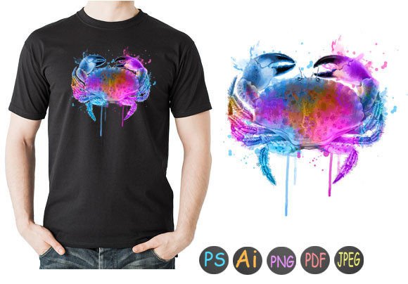 Watercolor Crab 4: A Versatile Print Template for Coastal Crafters & Etsy Sellers