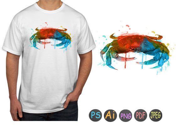 Watercolor Crab 5: A Versatile Print Template for Creative Bloggers and Digital Publishers