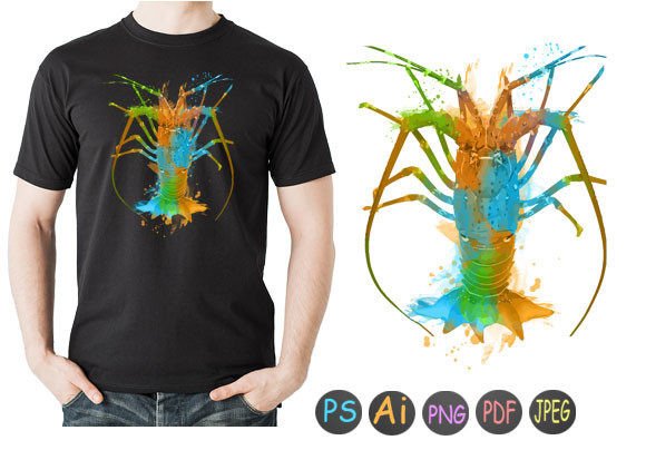 Watercolor Crayfish 4 Print Templates for Etsy & Digital Sellers
