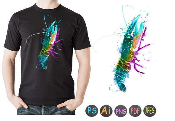 Watercolor Crayfish 6: A Print Template for Organic Branding and Artisan Visuals