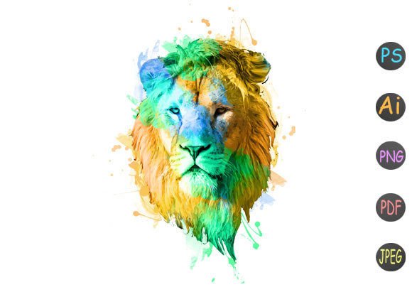 Watercolor Graphic Lion 28 in Print Templates Review