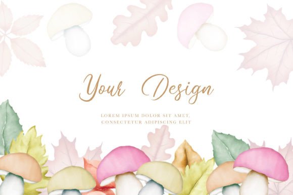 Watercolor Mushroom Vectors for Print Templates