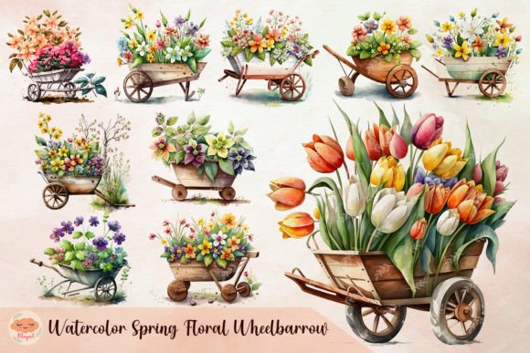 Watercolor Spring Wheelbarrow Bundle: A Designer’s Real-World Review